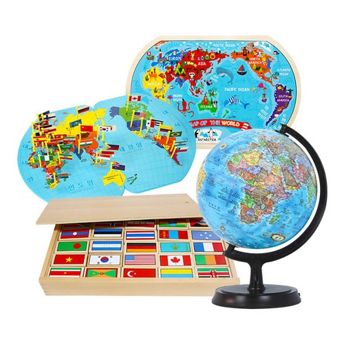 cs1878 세계여러나라4종세트/세계지도 지구본 국기 퍼즐