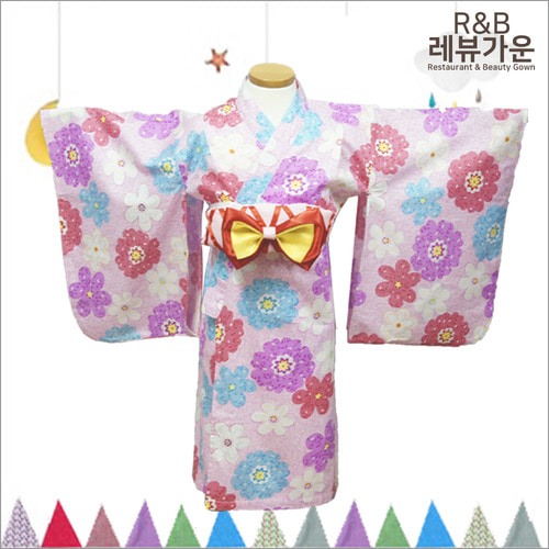 rg1017 아동 핑크꽃 일본기모노cw34/유아 세계 전통의상